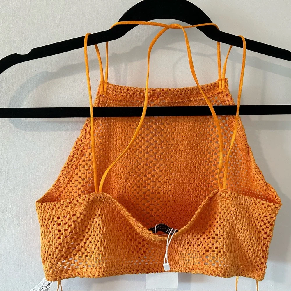 4/$25 orange mesh Zara crop top - Picture 3 of 4
